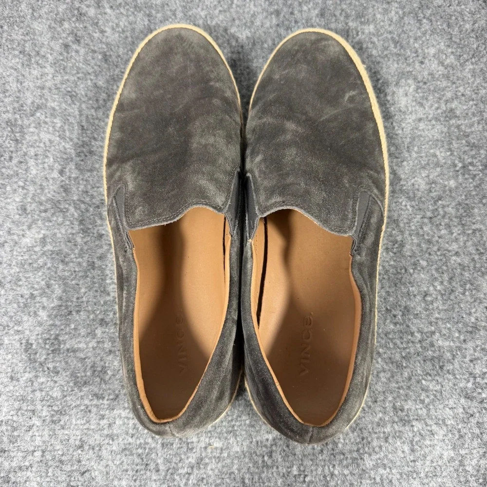 Vince Suede Espadrille Slip On Sneaker Mens Size 11 M 45 Grey Leather EUC